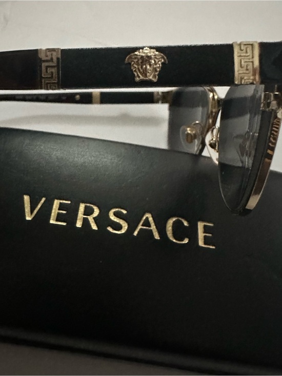 Versace Black Frame Sunglasses with Dark Lenses and Gold Accents main image 4